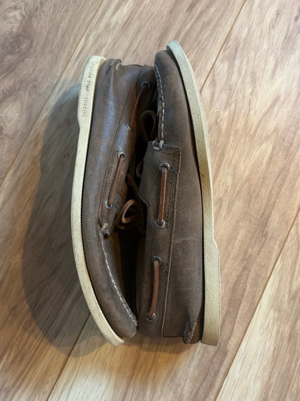 Sperry top sider slip on brown boat shoes